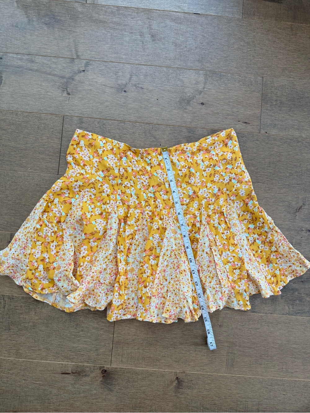 Forever 21 Yellow Floral Tiered Skater Skirt